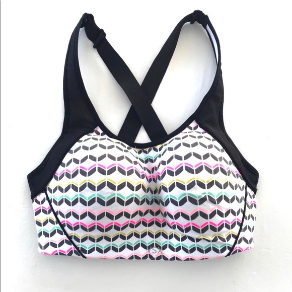 VSX VICTORIA SECRET sports bra 32D neon chevron - Picture 1 of 6